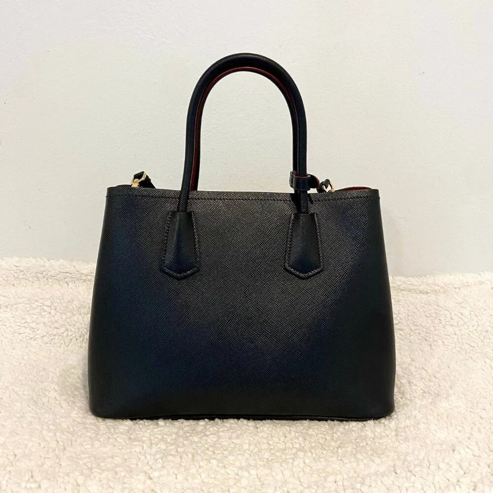 Prada Medium Saffiano Double Bag in Black / Red